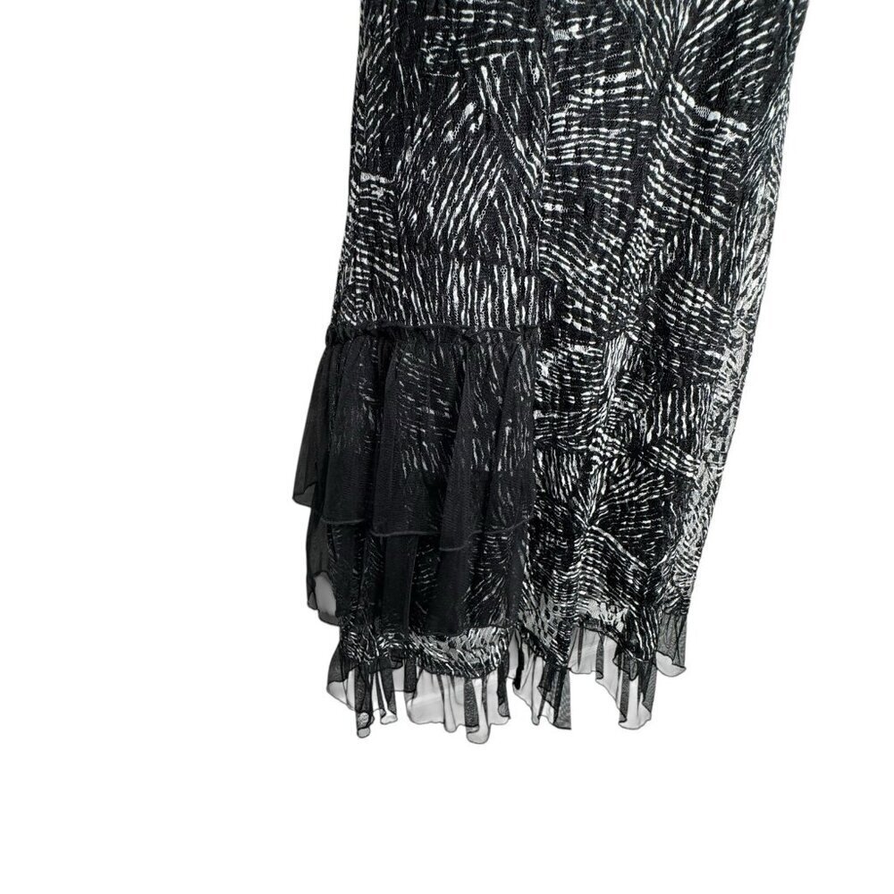 Tango Mango womens size Medium Black & White sleeveless Dress Artsy nylon mesh - Picture 3 of 8